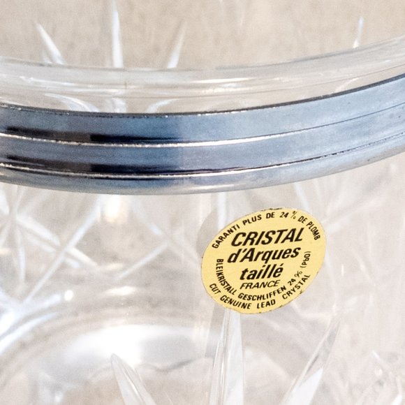 Vintage Crystal Ice Bucket French Drinkware Clear Silver Mini Barware D'ARQUES - Picture 3 of 3